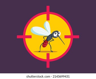 
Mosquito de caricatura asustado con. Objetivo en la ilustración vectorial
Ilustración del concepto humorístico de control de plagas
