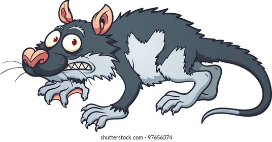 Scared cartoon opossum. Vector illustration with simple gradients. All in a single layer.