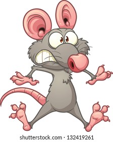 Scared cartoon rat. Vector clip art illustration with simple gradients. All in a single layer.