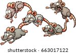 Scared cartoon rats running away. Vector clip art illustration with simple gradients. Each on a separate layer.