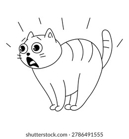 Scared cat arched its back. Cartoon illustration of cute kitten pet.