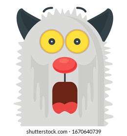 scared cat. Cartoon icon.  vector illustration.  graphics design. Funny emoji. terrifying character. 