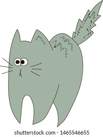 Scared cat, illustration, vector on white background.