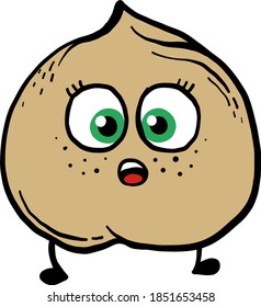 Scared chickpea, illustration, vector on white background