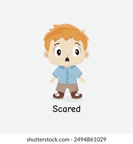 Scared Child Vector Illustration with Frightened Look