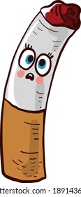 Scared cigarette , illustration, vector on white background