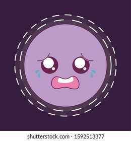 scared circle cartoon design, Kawaii expression cute character funny and emoticon theme Vector illustration