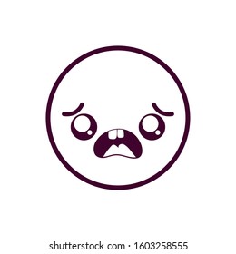 scared circle cartoon design, Kawaii expression cute character funny and emoticon theme Vector illustration
