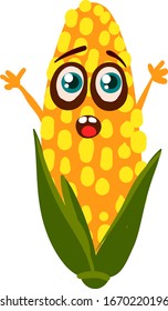 Scared corn, illustration, vector on white background.