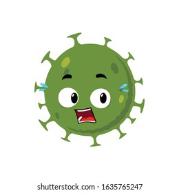 Scared Corona Virus Cell Character Illustration Isolated On White Background