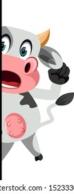 Scared Cow, Illustration, Vector On White Background.