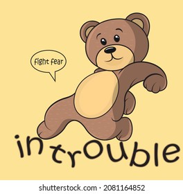 a scared cute bear makes a decision