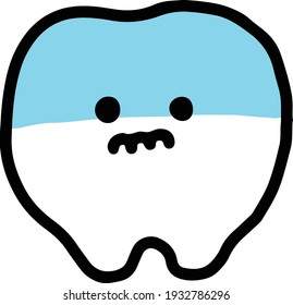 Scared and cute face tooth illustration