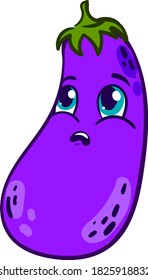 Scared eggplant, illustration, vector on white background