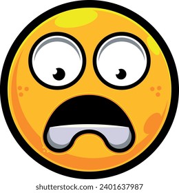 imagen vectorial amarilla del icono de la cara del emoji asustado