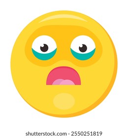 Expresión facial de emoji asustado, icono de emoticono temeroso. Colorido Vector sonriente. Linda pegatina, personaje de sentimiento de redes sociales, emoción y elemento de chat de sensación de angustia