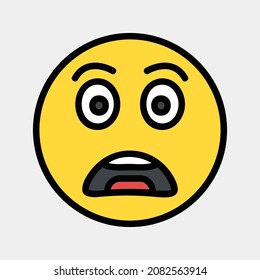 Icono de emoji asustado ilustración vectorial en estilo de línea relleno, uso para presentación de aplicación móvil del sitio web