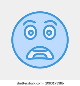 Scared emoji icon vector illustration in blue style, use for website mobile app presentation