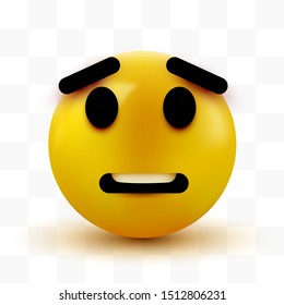 Scared emoji isolated on transparent background, shocked emoticon. Vector illustration