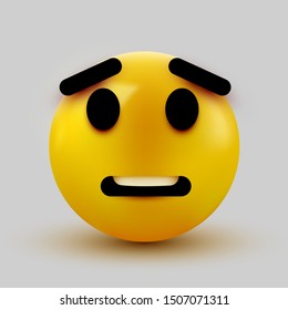 Scared emoji isolated on white background, shocked emoticon. Vector illustration
