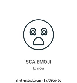 Scared emoji outline vector icon. Thin line black scared emoji icon, flat vector simple element illustration from editable emoji concept isolated on white background