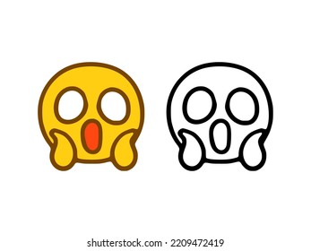 Scared Emoticon In Doodle Style Isolated On White Background