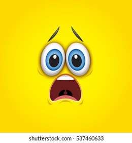 Scared emoticon, emoji isolated on yellow background - vector illustration

