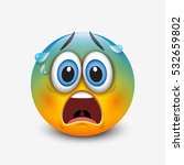 Scared emoticon, emoji, smiley - vector illustration