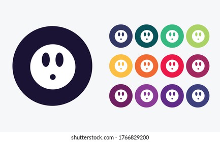Scared emoticon icon flat vector set.