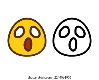 Scared emoticon in two style isolated on white background