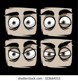 Scared eyes and angry eyes. cartoon vector illustration