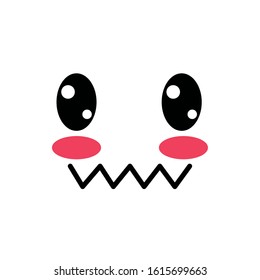 scared face cartoon design, Kawaii expression cute character funny and emoticon theme Vector illustration
