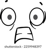 Scared face. Comic fear expression. Cartoon emotion