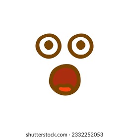 Icono de doodle de cara asustado. Emoticon de estilo dibujado a mano aislado de fondo blanco