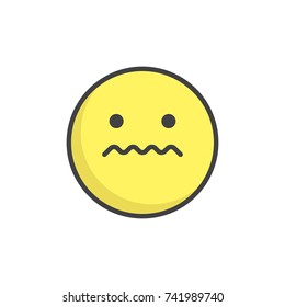 Scared Face Emoticon Filled Outline Icon, Line Vector Sign, Linear Colorful Pictogram Isolated On White. Emoji Smiley Symbol, Logo Illustration. Pixel Perfect Vector Graphics