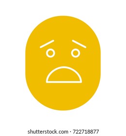 Scared face glyph color icon. Silhouette symbol on white background. Smile with open mouth. Negative space. Vector illustration