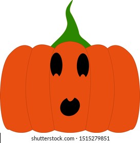 Scared face Halloween pumpkin. Vector illustration. Isolated.