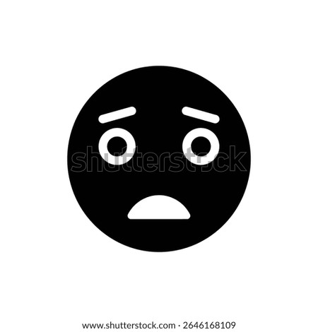 Scared face with raised eyebrows expressing anxiety and worry