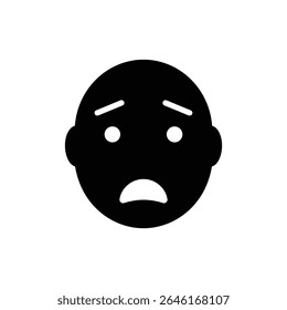 Scared face with squint eyes and open mouth showing shock