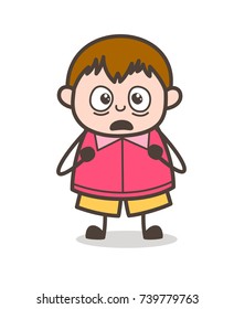 Scared Facial Expression - Cute Cartoon Fat Kid Illustration