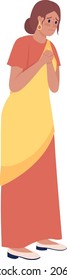 Scared female suffering from anxiety semi flat color vector character. Full body person on white. Chronic worrying isolated modern cartoon style illustration for graphic design and animation