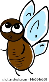 Scared fly, illustration, vector on white background.