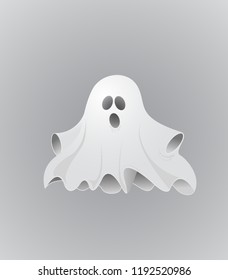 Scared flying Halloween ghost for a Halloween banner illustration
