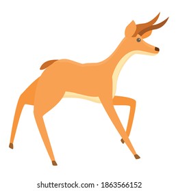 Icono de gacela asustado. Caricatura de gazelle asustada icono vector para el diseño web aislado en fondo blanco