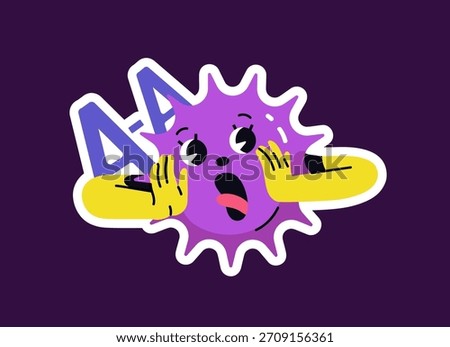 Scared geometric shape screams. Cute emoji with shocked emotion on face. Funny emoticon with frightened, terrified expression is yelling. Afraid cartoon character. Flat isolated vector illustration