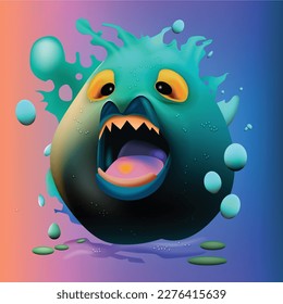 Scared germs blob cartoon,vector design image