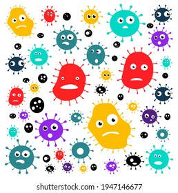 Scared germs and viruses.  Vector illustration of bacteria and microbial infections of the body