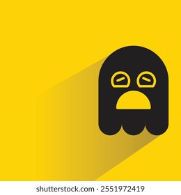 scared ghost with drop shadow on yellow background