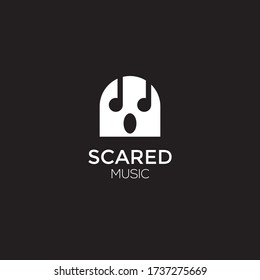 scared ghost vector illustration with note music