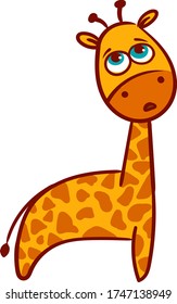 Scared giraffe , illustration, vector on white background